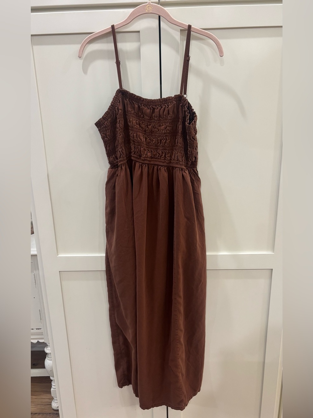 Old Navy Brown Smocked Maxi Dress with Adjustable Straps